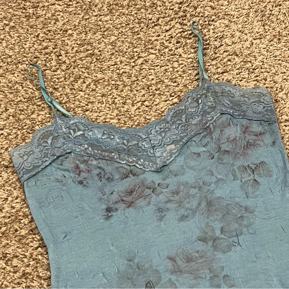 Vintage Y2K 2000s fairy floral butterfly lace trim tank top - Picture 2 of 5